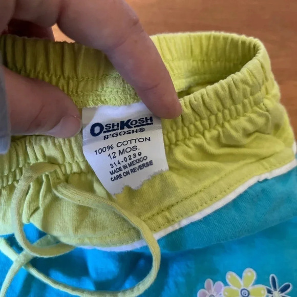 Vintage Oshkosh  Skort Green & Blue with Flowers | 12M Baby Girl - Picture 4 of 4